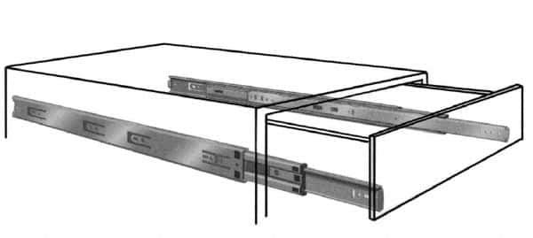 Knape & Vogt - 14" Slide Length, Chrome Box or Vertical File Drawer Slide - 18" Wide, Chrome Finish - Eagle Tool & Supply