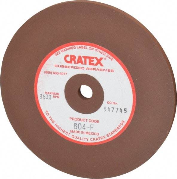 Cratex - 6" Diam x 1/2" Hole x 1/4" Thick, Surface Grinding Wheel - Silicon Carbide, Fine Grade, 3,600 Max RPM, Rubber Bond, No Recess - Eagle Tool & Supply
