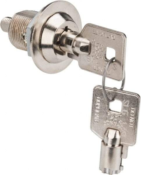 Made in USA - 7/8" Max Thickness, High Security Tubular Keyed Latch - Polished Nickel Coated - Eagle Tool & Supply