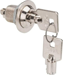 Made in USA - 7/8" Max Thickness, High Security Tubular Keyed Latch - Polished Nickel Coated - Eagle Tool & Supply