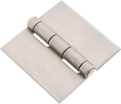 Made in USA - 3" Wide x 1/8" Thick, Blank Butt Hinge - Stainless Steel, Polished Finish - Eagle Tool & Supply