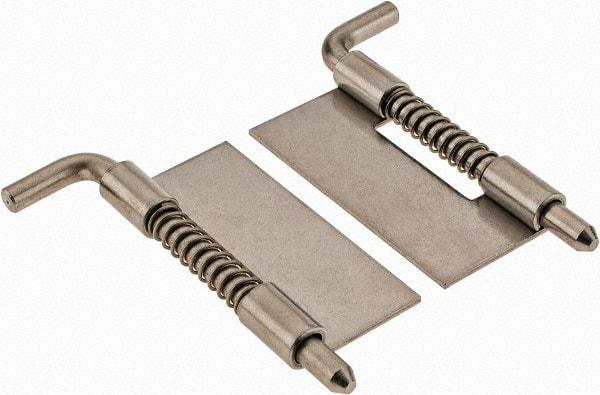 Made in USA - 7/8" Wide x 0.05" Thick, Spring Loaded Latch Hinge - Stainless Steel, Zinc Plated Finish - Eagle Tool & Supply