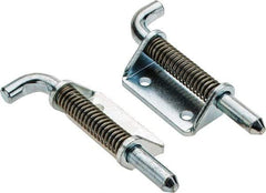 Made in USA - 1-1/4" Wide x 3/16" Thick, Spring Loaded Latch Hinge - Steel, Zinc Plated Finish - Eagle Tool & Supply