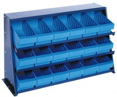 Quantum Storage - 240 Lb Capacity, 12" Deep x 36" Wide x 21" High, Steel Bench Rack - 1 Side, 18 Red Polystyrene Bins - Eagle Tool & Supply