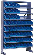 Quantum Storage - 400 Lb Capacity, 12" Deep x 36" Wide x 60" High, Steel Pick Rack - 1 Side, 32 Blue Polyethylene/Polypropylene Bins - Eagle Tool & Supply