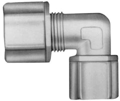 Made in USA - 3/8" Tube OD, Kynar Plastic Compression Tube Female Elbow - 3/8 NPT Pipe, 275°F Max, Plastic Grip - Eagle Tool & Supply