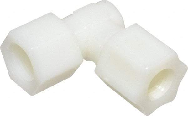 Made in USA - 1/2" Tube OD, Nylon Plastic Compression Tube Female Elbow - 3/8 NPT Pipe, 220°F Max, Plastic Grip - Eagle Tool & Supply