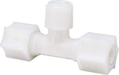 Made in USA - 3/8" Tube OD, Nylon Plastic Compression Tube Male Branch Tee - 3/8 NPT Pipe, 220°F Max, Plastic Grip - Eagle Tool & Supply