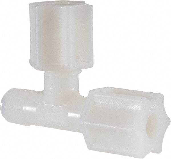 Made in USA - 1/4" Tube OD, Nylon Plastic Compression Tube Male Run Tee - 1/8 NPT Pipe, 220°F Max, Plastic Grip - Eagle Tool & Supply