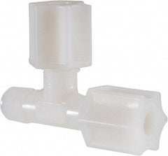 Made in USA - 1/4" Tube OD, Nylon Plastic Compression Tube Male Run Tee - 1/8 NPT Pipe, 220°F Max, Plastic Grip - Eagle Tool & Supply