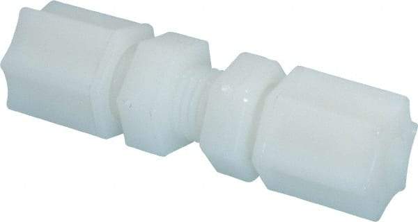 Made in USA - 1/4" Tube OD, Nylon Plastic Compression Tube Bulkhead Union - 220°F Max, Plastic Grip - Eagle Tool & Supply