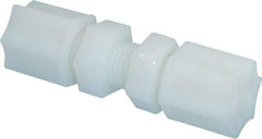 Made in USA - 1/4" Tube OD, Nylon Plastic Compression Tube Bulkhead Union - 220°F Max, Plastic Grip - Eagle Tool & Supply