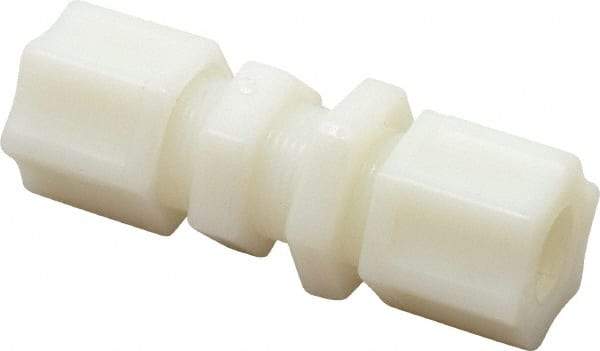 Made in USA - 1/2" Tube OD, Nylon Plastic Compression Tube Bulkhead Union - 220°F Max, Plastic Grip - Eagle Tool & Supply