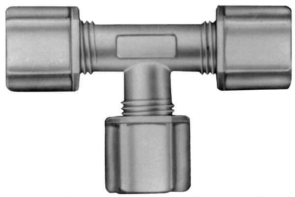 Made in USA - 5/16" Tube OD, Kynar Plastic Compression Tube Union Tee - 275°F Max, Plastic Grip - Eagle Tool & Supply