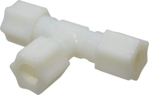 Made in USA - 1/2" Tube OD, Nylon Plastic Compression Tube Union Tee - 220°F Max, Plastic Grip - Eagle Tool & Supply