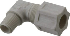 Made in USA - 1/2" Tube OD, Polypropylene Plastic Compression Tube Male Elbow - 1/4 NPT Pipe, 215°F Max, Plastic Grip - Eagle Tool & Supply