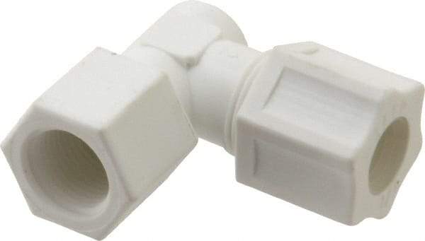 Made in USA - 1/2" Tube OD, Polypropylene Plastic Compression Tube Female Elbow - 3/8 NPT Pipe, 215°F Max, Plastic Grip - Eagle Tool & Supply