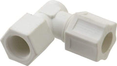 Made in USA - 1/2" Tube OD, Polypropylene Plastic Compression Tube Female Elbow - 3/8 NPT Pipe, 215°F Max, Plastic Grip - Eagle Tool & Supply