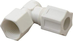 Made in USA - 1/2" Tube OD, Polypropylene Plastic Compression Tube Female Elbow - 1/2 NPT Pipe, 215°F Max, Plastic Grip - Eagle Tool & Supply