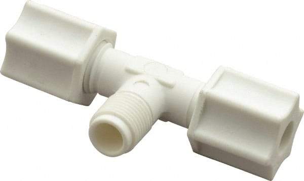 Made in USA - 1/4" Tube OD, Polypropylene Plastic Compression Tube Male Branch Tee - 1/8 NPT Pipe, 215°F Max, Plastic Grip - Eagle Tool & Supply
