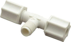 Made in USA - 1/4" Tube OD, Polypropylene Plastic Compression Tube Male Branch Tee - 1/8 NPT Pipe, 215°F Max, Plastic Grip - Eagle Tool & Supply