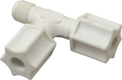 Made in USA - 1/4" Tube OD, Polypropylene Plastic Compression Tube Male Run Tee - 1/8 NPT Pipe, 215°F Max, Plastic Grip - Eagle Tool & Supply