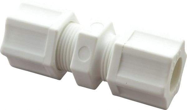 Made in USA - 1/2" Tube OD, Polypropylene Plastic Compression Tube Union - 215°F Max, Plastic Grip - Eagle Tool & Supply