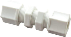 Made in USA - 3/8" Tube OD, Polypropylene Plastic Compression Tube Bulkhead Union - 215°F Max, Plastic Grip - Eagle Tool & Supply