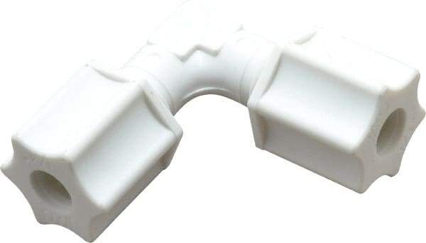 Made in USA - 1/4" Tube OD, Polypropylene Plastic Compression Tube Union Elbow - 215°F Max, Plastic Grip - Eagle Tool & Supply