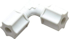 Made in USA - 1/4" Tube OD, Polypropylene Plastic Compression Tube Union Elbow - 215°F Max, Plastic Grip - Eagle Tool & Supply