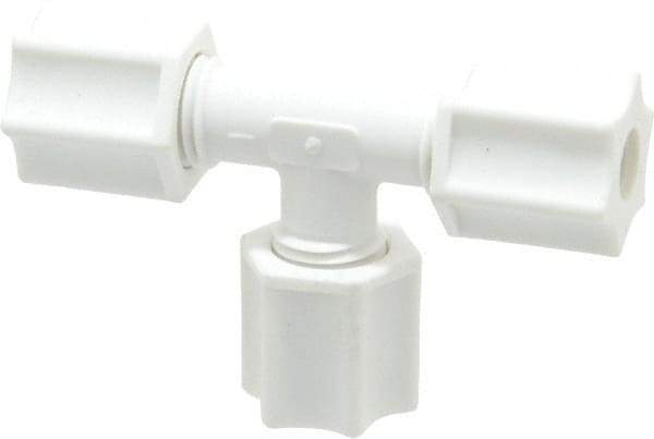 Made in USA - 1/4" Tube OD, Polypropylene Plastic Compression Tube Union Tee - 215°F Max, Plastic Grip - Eagle Tool & Supply