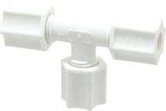 Made in USA - 1/4" Tube OD, Polypropylene Plastic Compression Tube Union Tee - 215°F Max, Plastic Grip - Eagle Tool & Supply