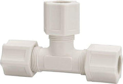 Made in USA - 1/2" Tube OD, Polypropylene Plastic Compression Tube Union Tee - 215°F Max, Plastic Grip - Eagle Tool & Supply