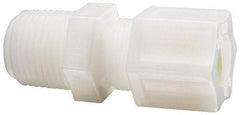 Made in USA - 1/2" Tube OD, Acetal/Celcon Plastic Compression Tube Male Connector - 1/2 NPT Pipe, 220°F Max, Plastic Grip - Eagle Tool & Supply