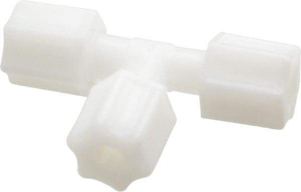 Made in USA - 1/4" Tube OD, Acetal/Celcon Plastic Compression Tube Union Tee - 220°F Max, Plastic Grip - Eagle Tool & Supply