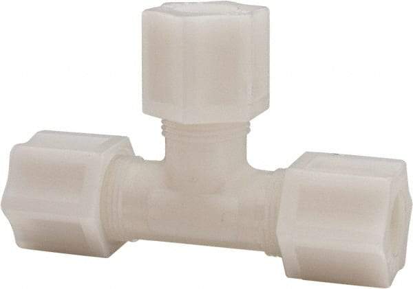 Made in USA - 1/2" Tube OD, Acetal/Celcon Plastic Compression Tube Union Tee - 220°F Max, Plastic Grip - Eagle Tool & Supply