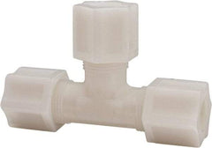 Made in USA - 1/2" Tube OD, Acetal/Celcon Plastic Compression Tube Union Tee - 220°F Max, Plastic Grip - Eagle Tool & Supply
