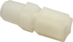Made in USA - 1/4" Tube OD, Kynar Plastic Compression Tube Male Connector - 1/4 NPT Pipe, 275°F Max, Plastic Grip - Eagle Tool & Supply