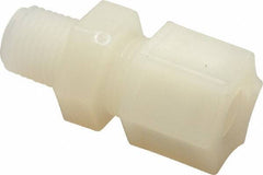Made in USA - 3/8" Tube OD, Kynar Plastic Compression Tube Male Connector - 1/4 NPT Pipe, 275°F Max, Plastic Grip - Eagle Tool & Supply