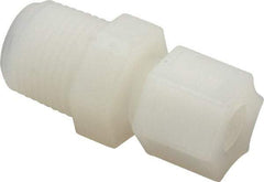 Made in USA - 3/8" Tube OD, Kynar Plastic Compression Tube Male Connector - 1/2 NPT Pipe, 275°F Max, Plastic Grip - Eagle Tool & Supply