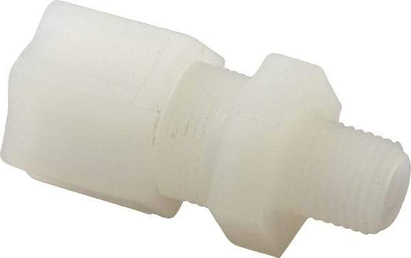 Made in USA - 1/2" Tube OD, Kynar Plastic Compression Tube Male Connector - 1/4 NPT Pipe, 275°F Max, Plastic Grip - Eagle Tool & Supply