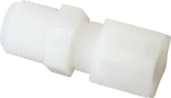 Made in USA - 1/2" Tube OD, Kynar Plastic Compression Tube Male Connector - 1/2 NPT Pipe, 275°F Max, Plastic Grip - Eagle Tool & Supply