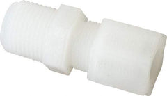 Made in USA - 1/2" Tube OD, Kynar Plastic Compression Tube Male Connector - 1/2 NPT Pipe, 275°F Max, Plastic Grip - Eagle Tool & Supply