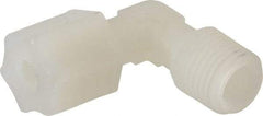 Made in USA - 1/4" Tube OD, Kynar Plastic Compression Tube Male Elbow - 1/4 NPT Pipe, 275°F Max, Plastic Grip - Eagle Tool & Supply