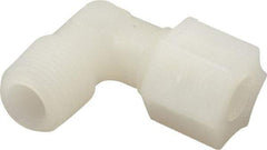 Made in USA - 3/8" Tube OD, Kynar Plastic Compression Tube Male Elbow - 3/8 NPT Pipe, 275°F Max, Plastic Grip - Eagle Tool & Supply