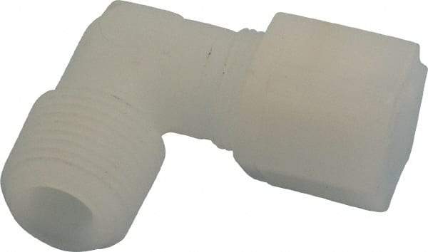 Made in USA - 1/2" Tube OD, Kynar Plastic Compression Tube Male Elbow - 1/2 NPT Pipe, 275°F Max, Plastic Grip - Eagle Tool & Supply