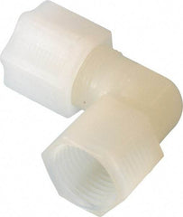 Made in USA - 1/2" Tube OD, Kynar Plastic Compression Tube Female Elbow - 1/2 NPT Pipe, 275°F Max, Plastic Grip - Eagle Tool & Supply