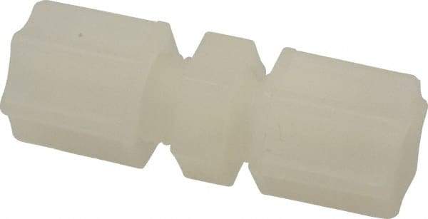Made in USA - 1/4" Tube OD, Kynar Plastic Compression Tube Union - 275°F Max, Plastic Grip - Eagle Tool & Supply