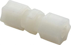 Made in USA - 1/2" Tube OD, Kynar Plastic Compression Tube Union - 275°F Max, Plastic Grip - Eagle Tool & Supply