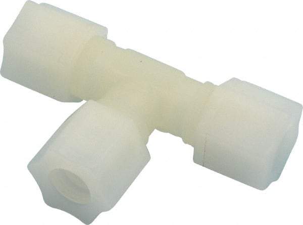 Made in USA - 1/2" Tube OD, Kynar Plastic Compression Tube Union Tee - 275°F Max, Plastic Grip - Eagle Tool & Supply